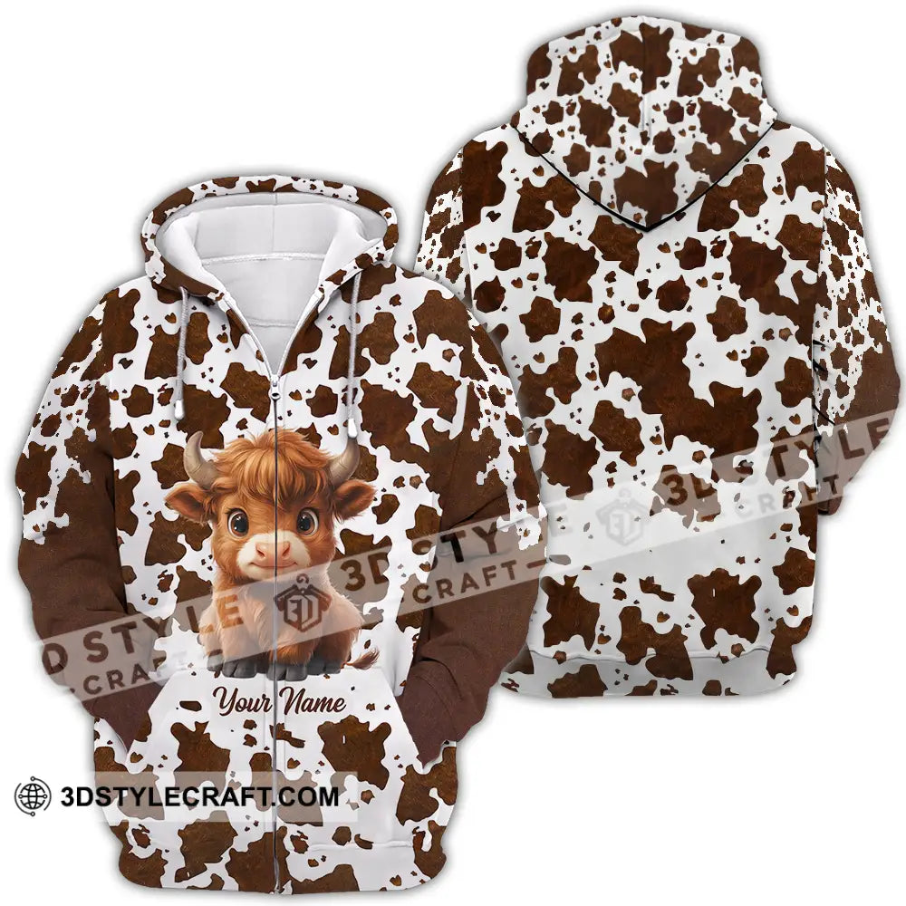 Unisex Shirt - Custom Text Shirt Highland Cow Shirt Zipper Hoodie / S T-shirt