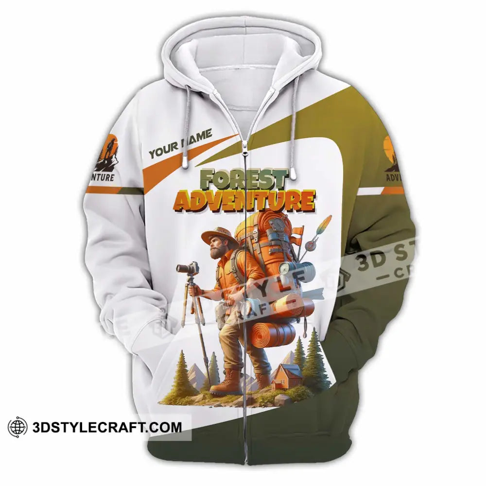 Unisex Shirt - Custom Text Shirt Hiking Forest Adventure Zipper Hoodie / S T-shirt