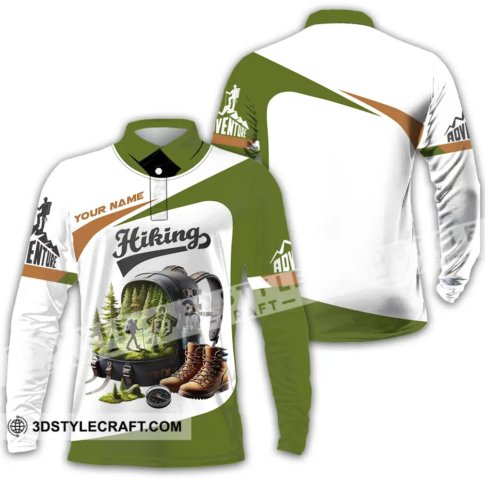 Unisex Shirt - Custom Text Hiking Long Sleeve Polo / S T-Shirt
