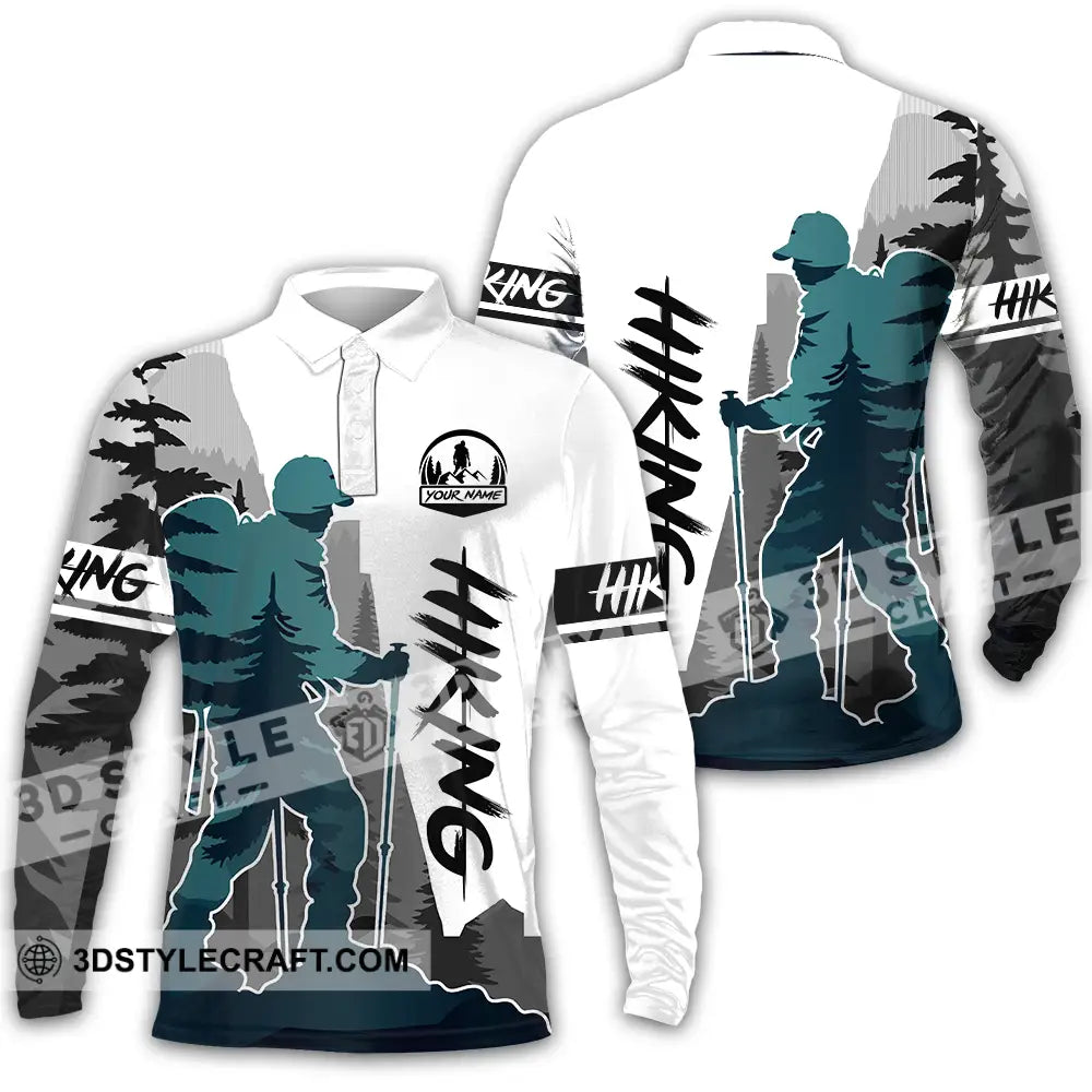 Unisex Shirt - Custom Text Hiking Long Sleeve Polo / S T-Shirt