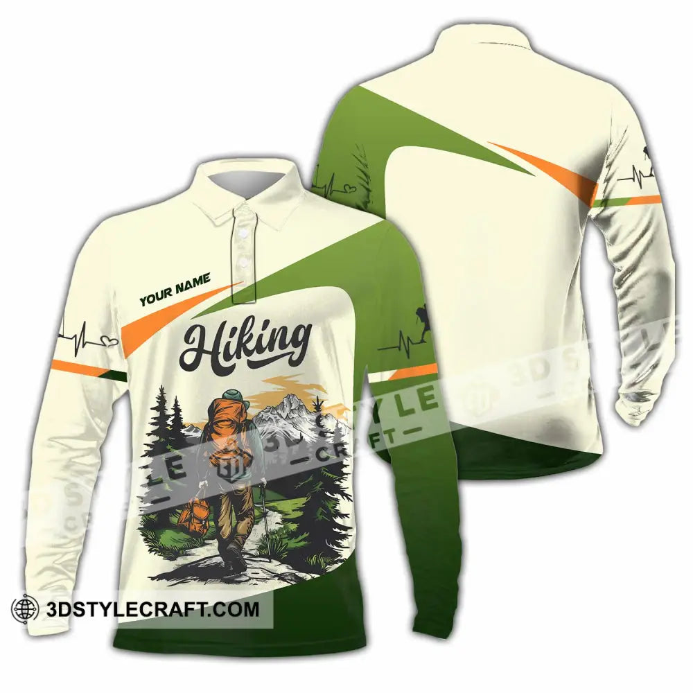 Unisex Shirt - Custom Text Shirt Hiking Shirt Long Sleeve Polo / S T-shirt