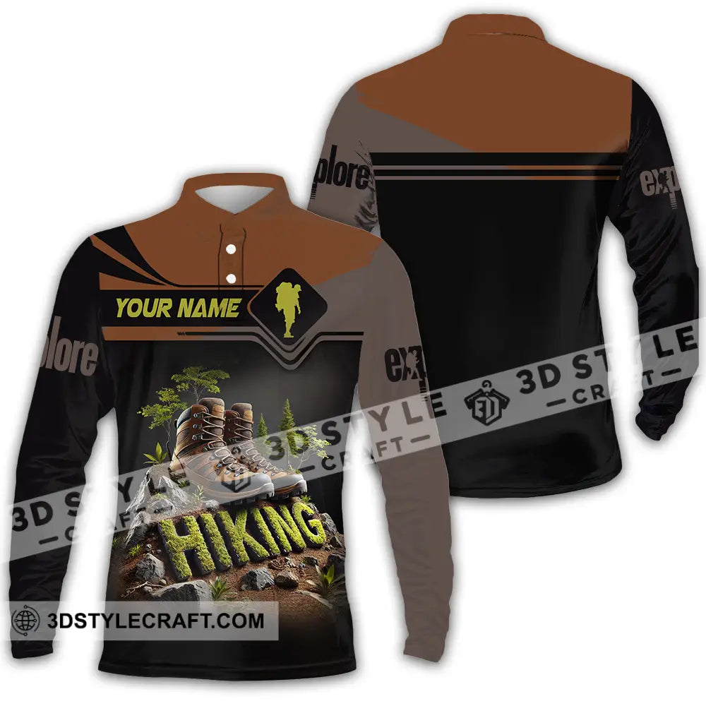 Unisex Shirt - Custom Text Hiking Long Sleeve Polo / S T-Shirt