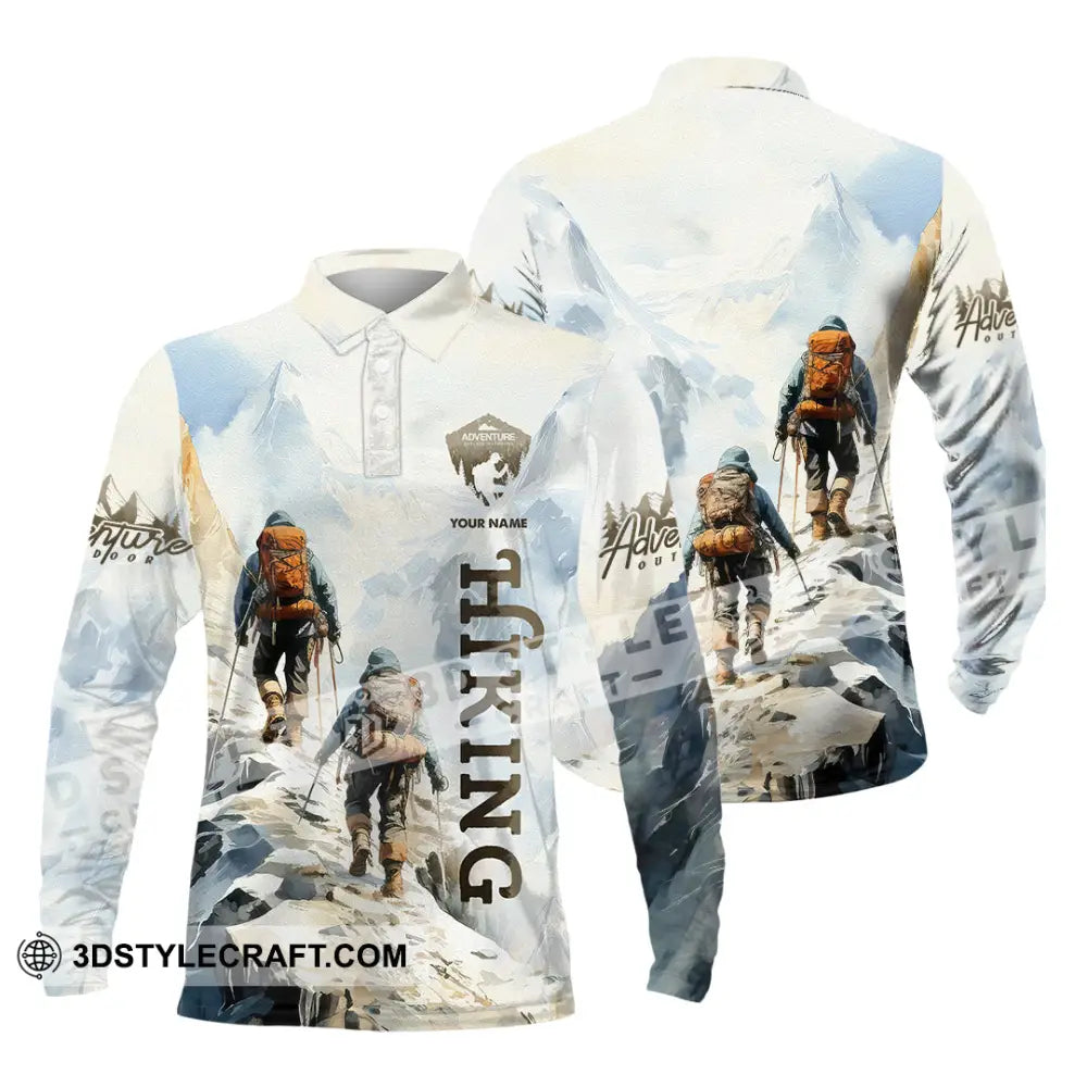 Unisex Shirt - Custom Text Shirt Hiking Long Sleeve Polo / S T-shirt