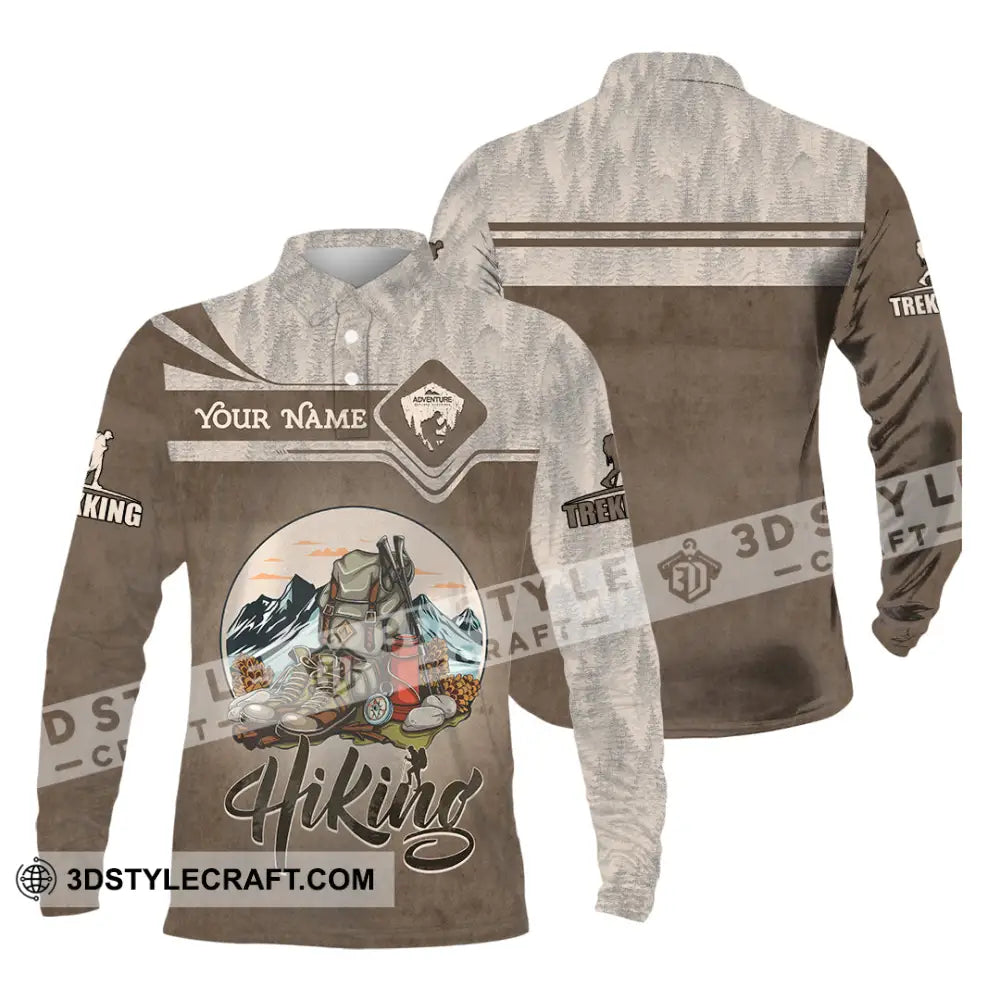 Unisex Shirt - Custom Text Shirt Hiking Long Sleeve Polo / S T-shirt
