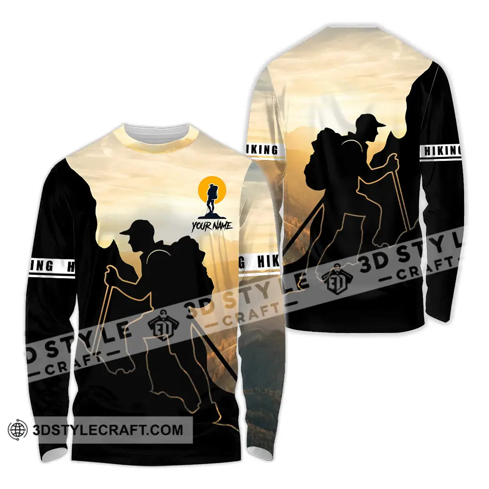 Unisex Shirt - Custom Text Hiking Long Sleeve / S T-Shirt