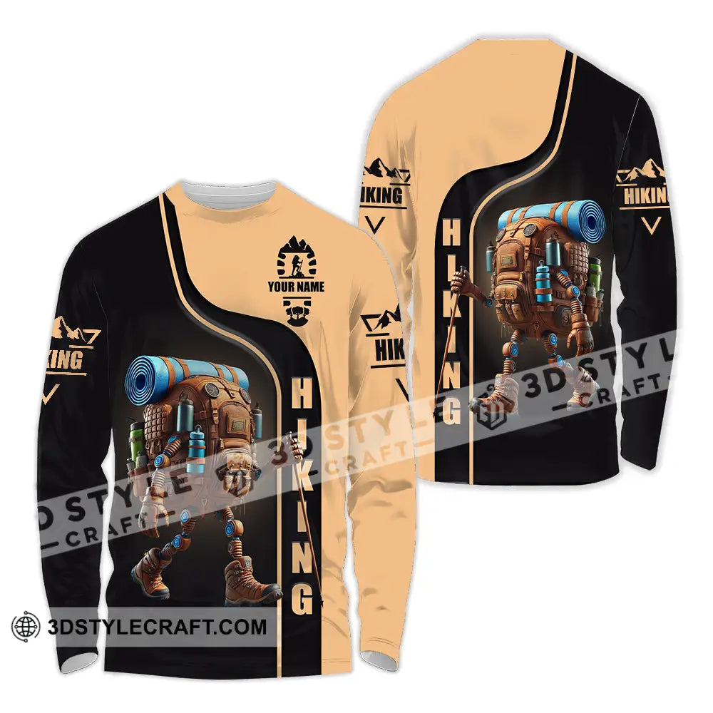 Unisex Shirt - Custom Text Hiking Long Sleeve / S T-Shirt