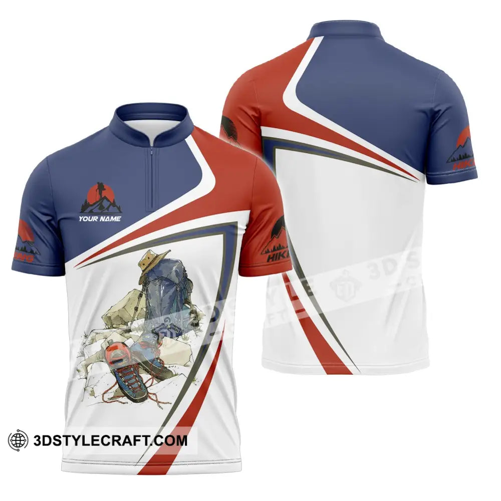 Unisex Shirt - Custom Text Hiking Lover Zipper Polo / S T-Shirt