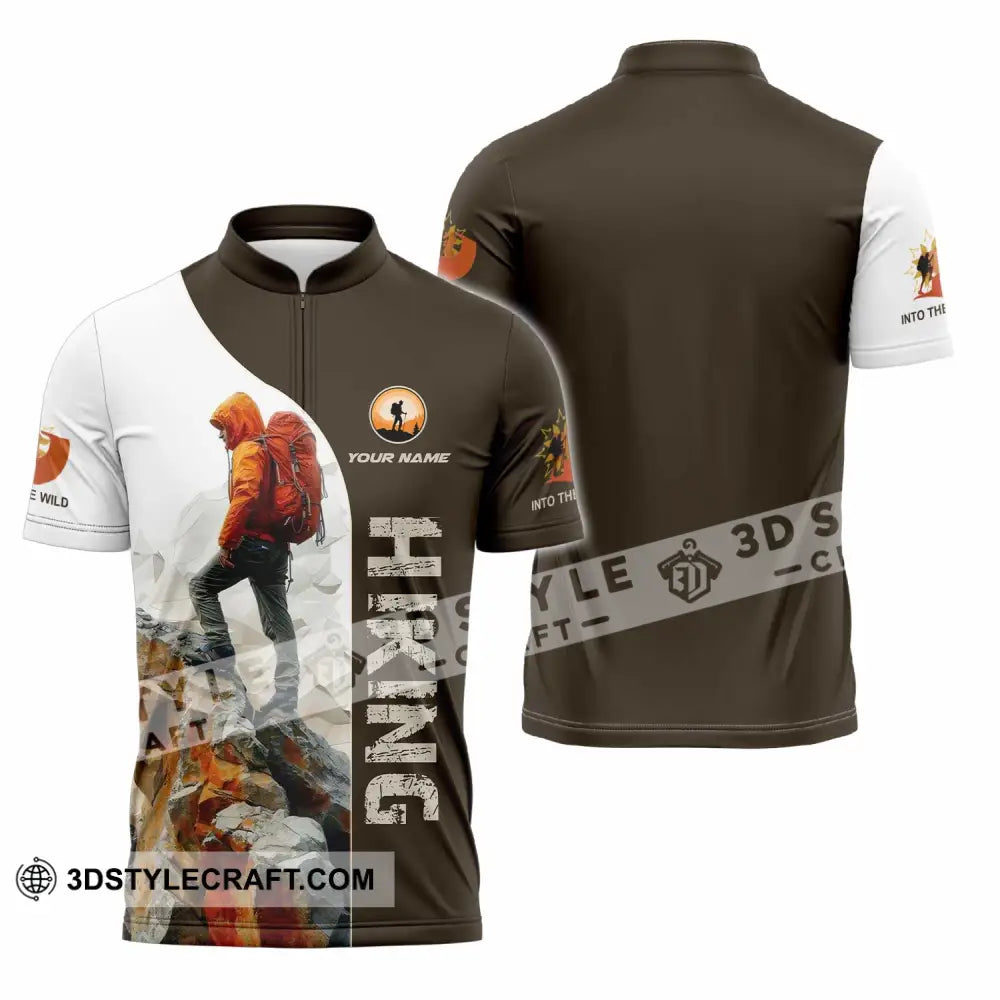 Unisex Shirt - Custom Text Shirt Hiking Shirt Zipper Polo Shirt / S T-shirt