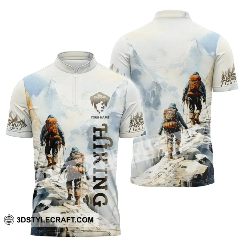 Unisex Shirt - Custom Text Shirt Hiking Zipper Polo Shirt / S T-shirt