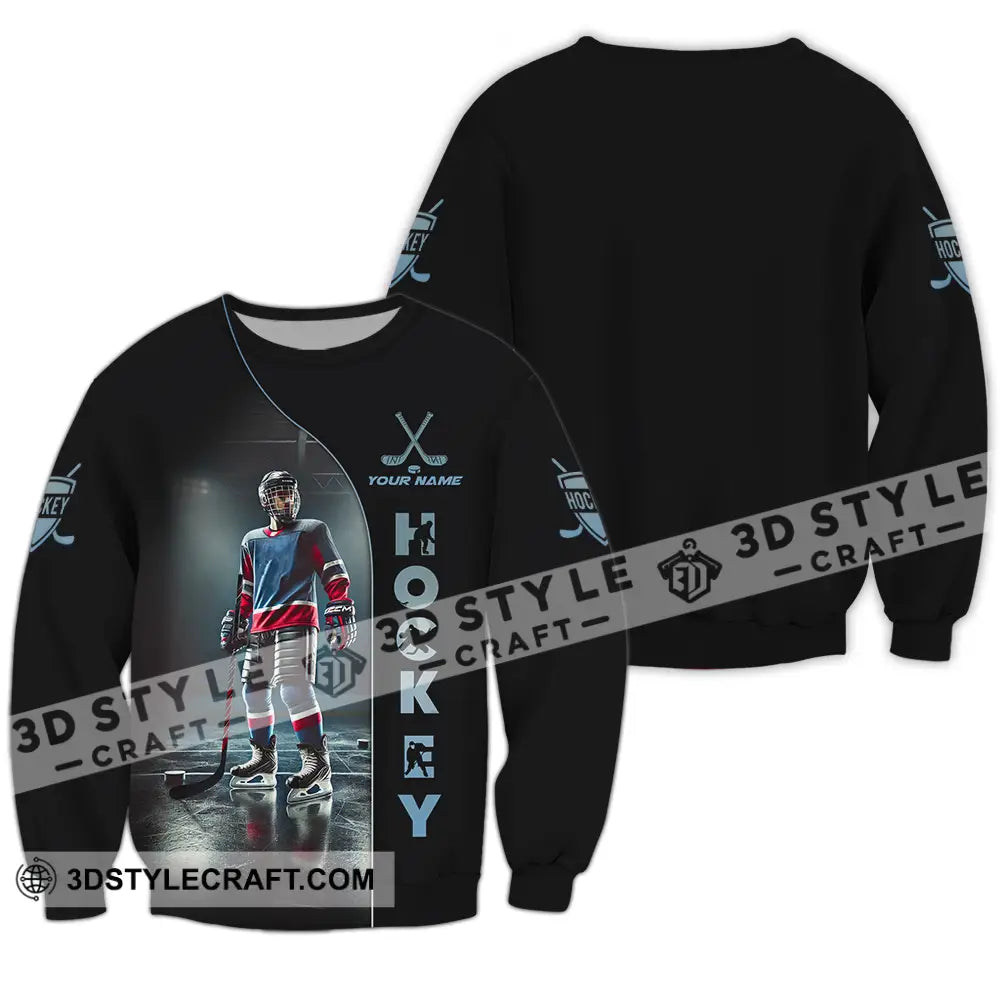 Unisex Shirt - Custom Text Hockey Long Sleeve / S T-Shirt