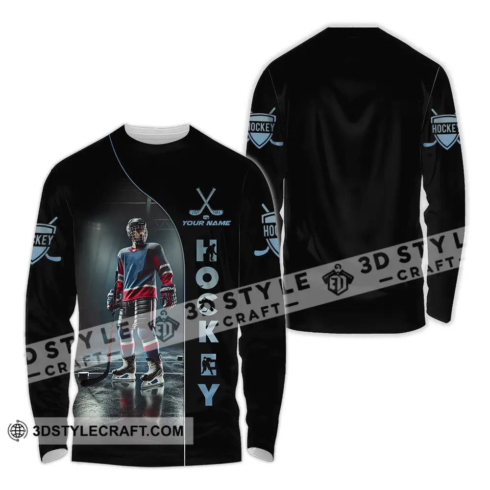 Unisex Shirt - Custom Text Hockey Long Sleeve / S T-Shirt