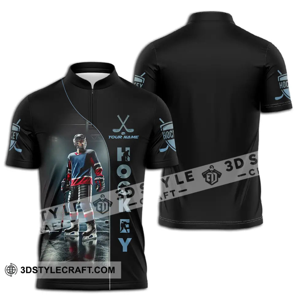 Unisex Shirt - Custom Text Hockey Zipper Polo / S T-Shirt