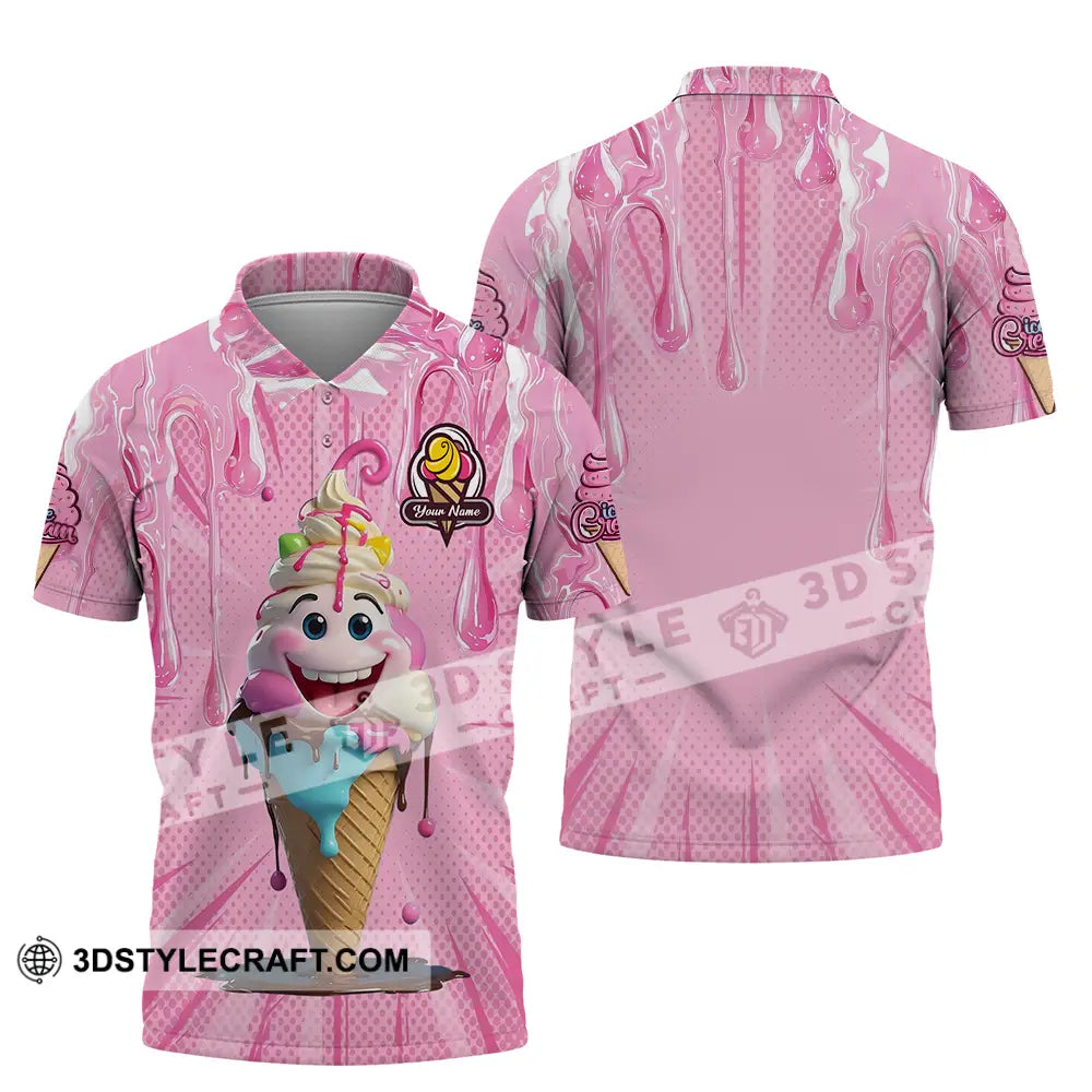 Unisex Shirt - Custom Text Shirt Ice Cream Polo Shirt / S T-shirt