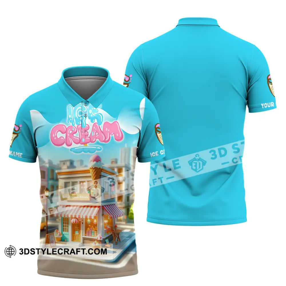 Unisex Shirt - Custom Text Ice Cream Polo / S T-Shirt