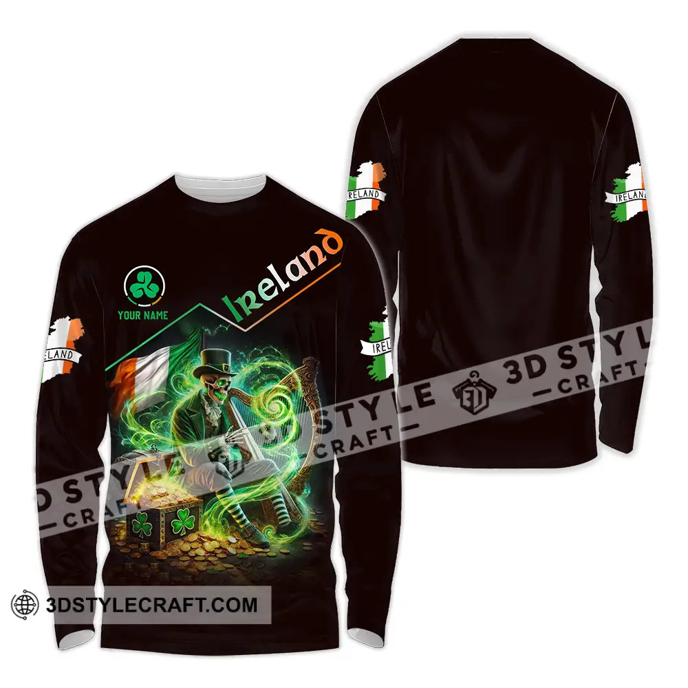 Unisex Shirt - Custom Text Ireland Long Sleeve / S T-Shirt