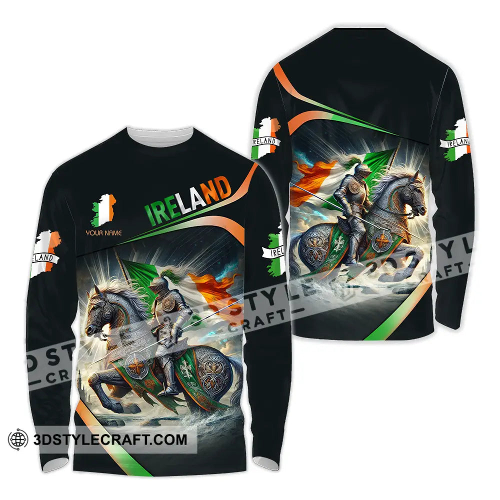 Unisex Shirt - Custom Text Ireland Long Sleeve / S T-Shirt