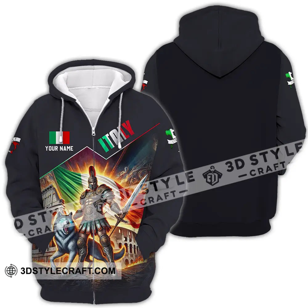 Unisex Shirt - Custom Text Shirt Italy Shirt Zipper Hoodie / S T-shirt
