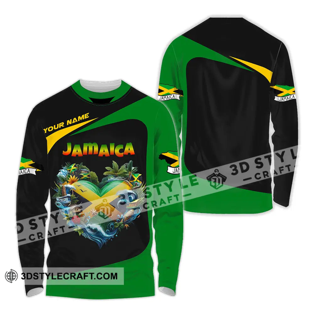 Unisex Shirt - Custom Text Jamaica Long Sleeve / S T-Shirt