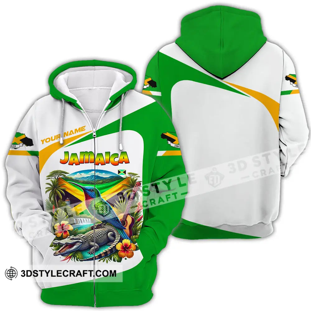 Unisex Shirt - Custom Text Jamaica Zipper Hoodie / S T-Shirt