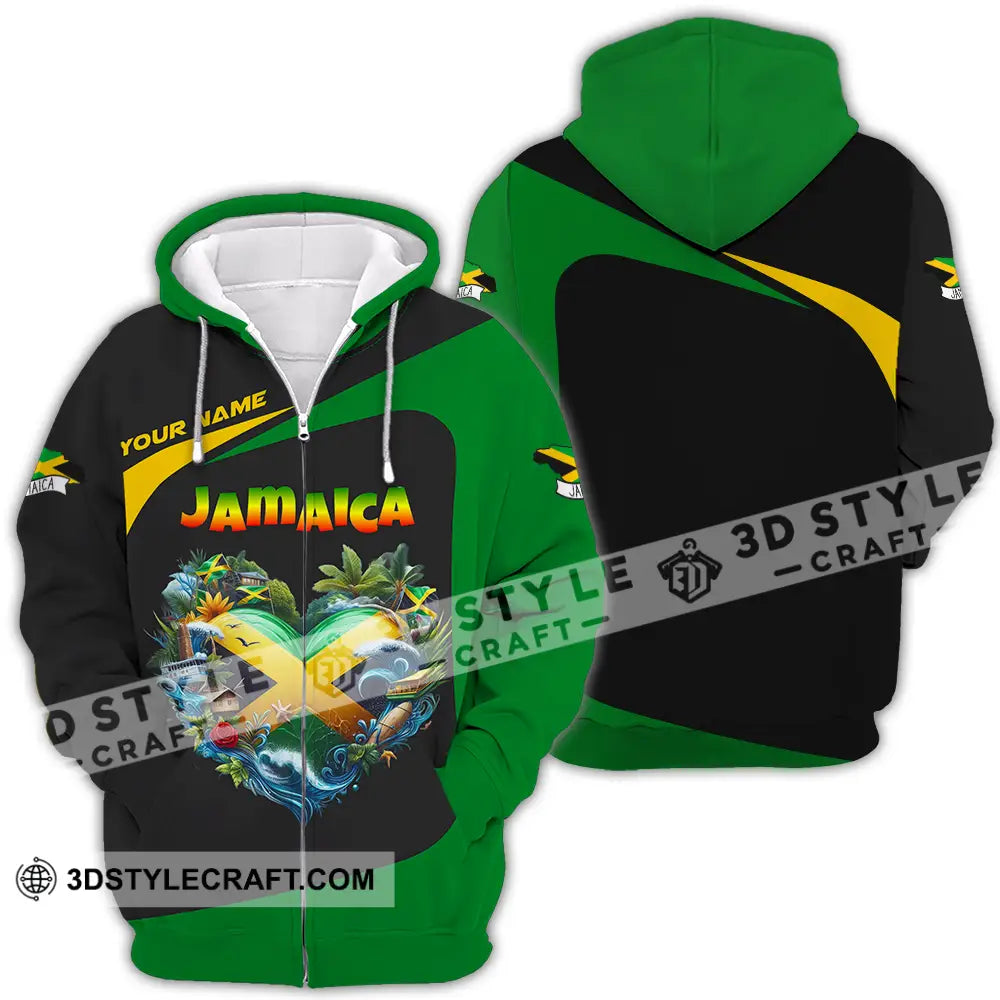 Unisex Shirt - Custom Text Jamaica Zipper Hoodie / S T-Shirt