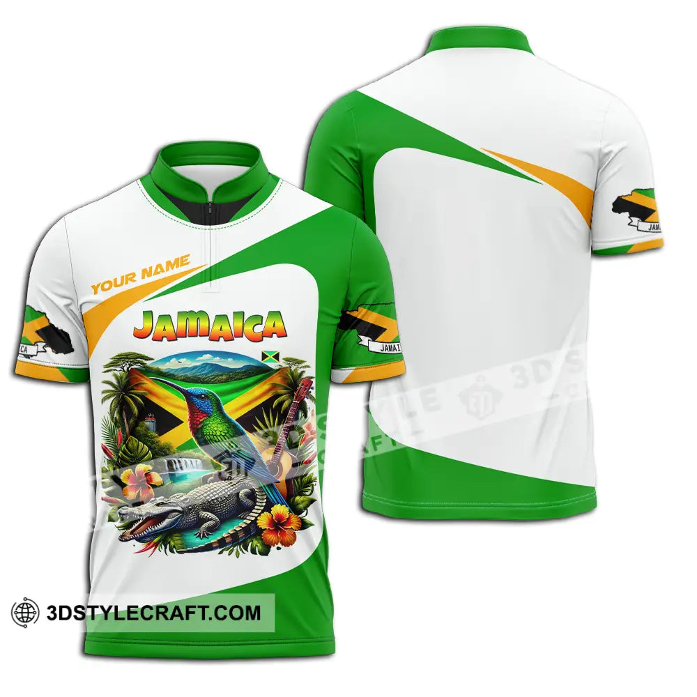 Unisex Shirt - Custom Text Jamaica Zipper Polo / S T-Shirt