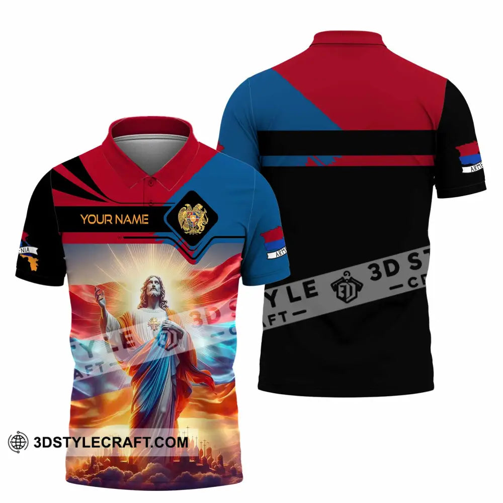 Unisex Shirt - Custom Text Jesus Armenia Polo / S T-Shirt