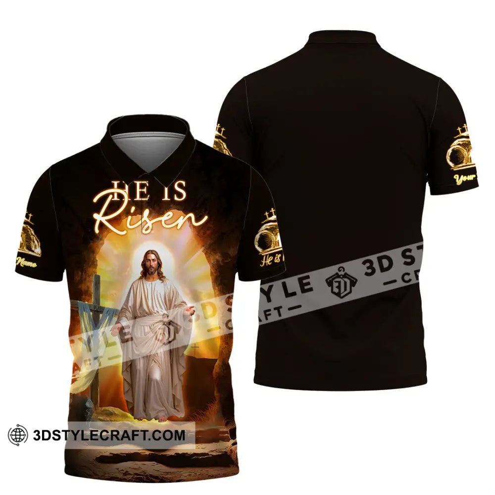 Unisex Shirt - Custom Text Jesus Is Risen Polo / S T-Shirt