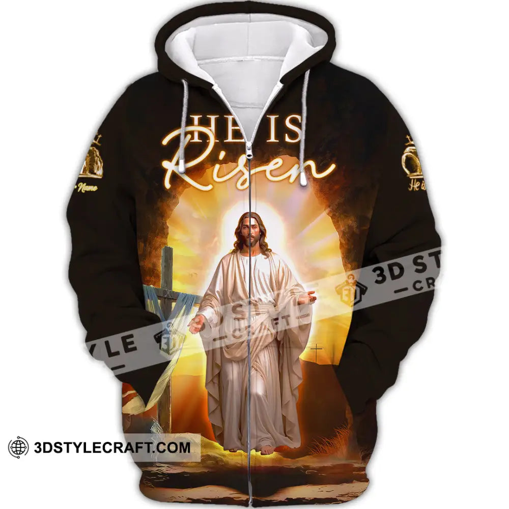 Unisex Shirt - Custom Text Jesus Is Risen Zipper Hoodie / S T-Shirt