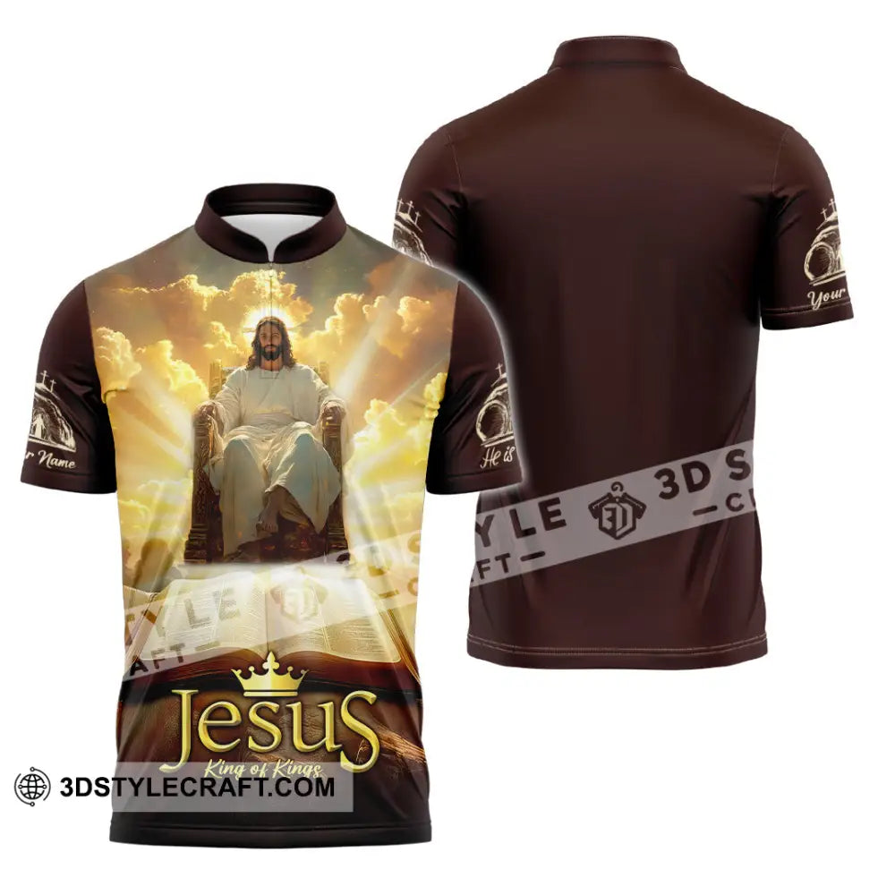 Unisex Shirt - Custom Text Jesus King Of Kings Zipper Polo / S T-Shirt
