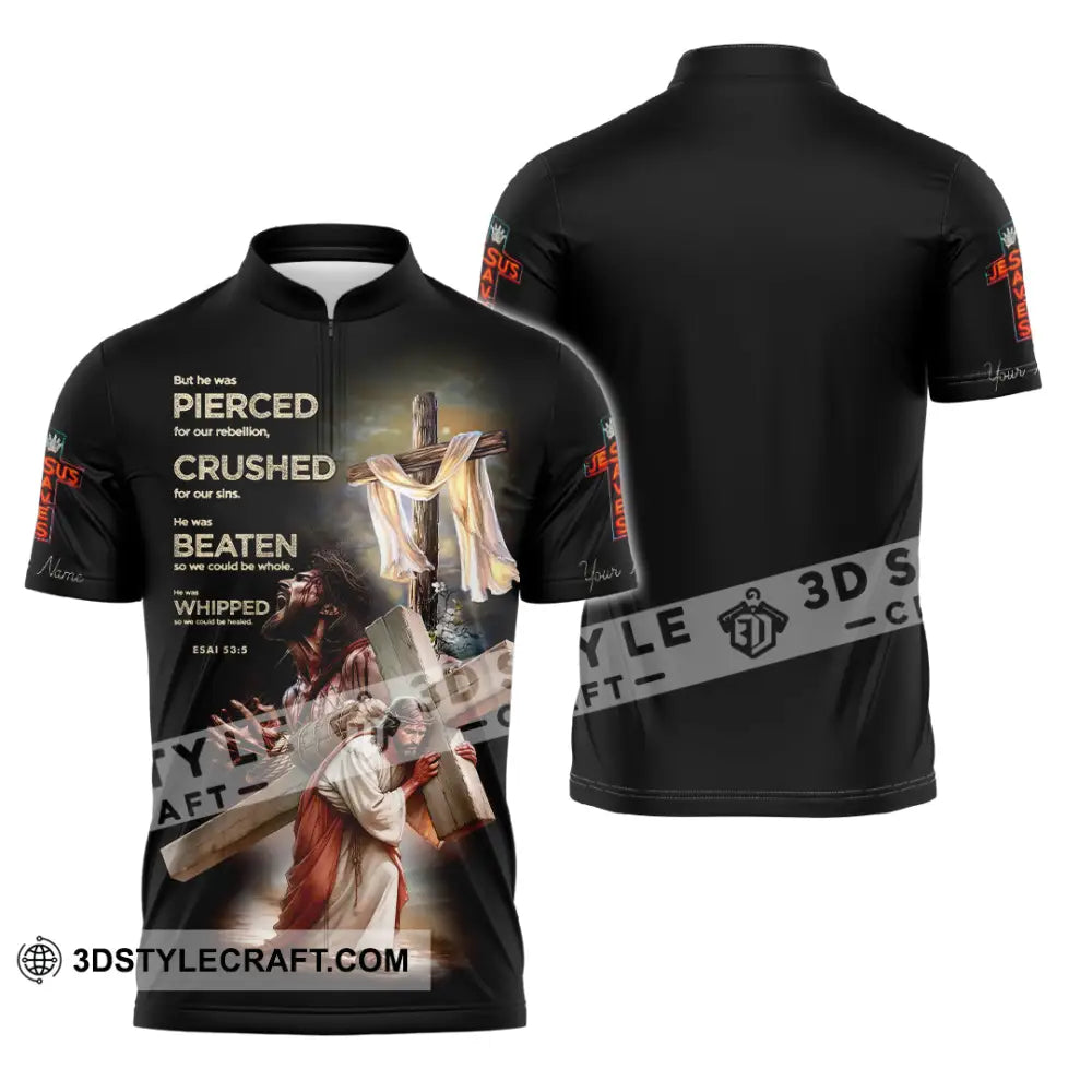 Unisex Shirt - Custom Text Jesus Saves Zipper Polo / S T-Shirt