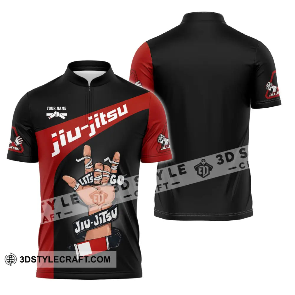 Unisex Shirt - Custom Text Shirt Jiu Jitsu Shirt Zipper Polo Shirt / S T-shirt