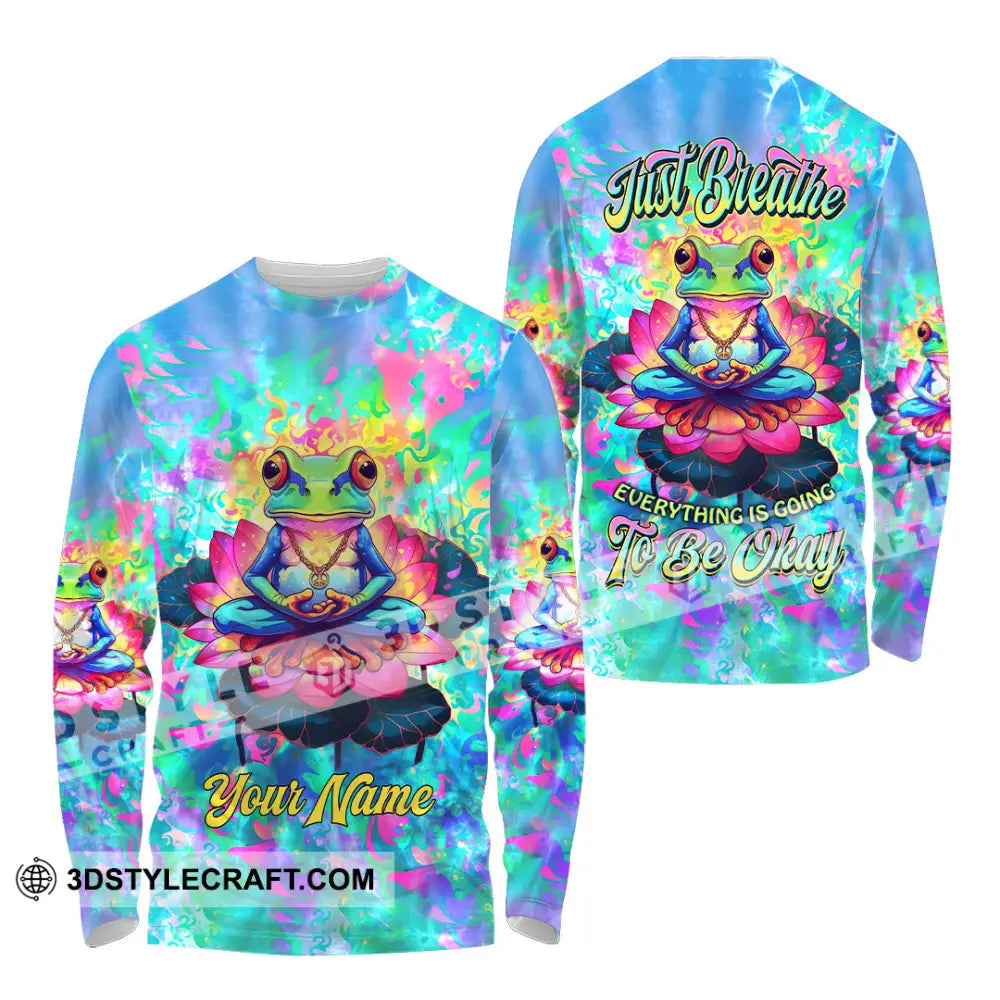 Unisex Shirt - Custom Text Shirt Just Breathe Everything Is Going To Be Okay Hippie Shirt Long Sleeve Shirt / S T-shirt