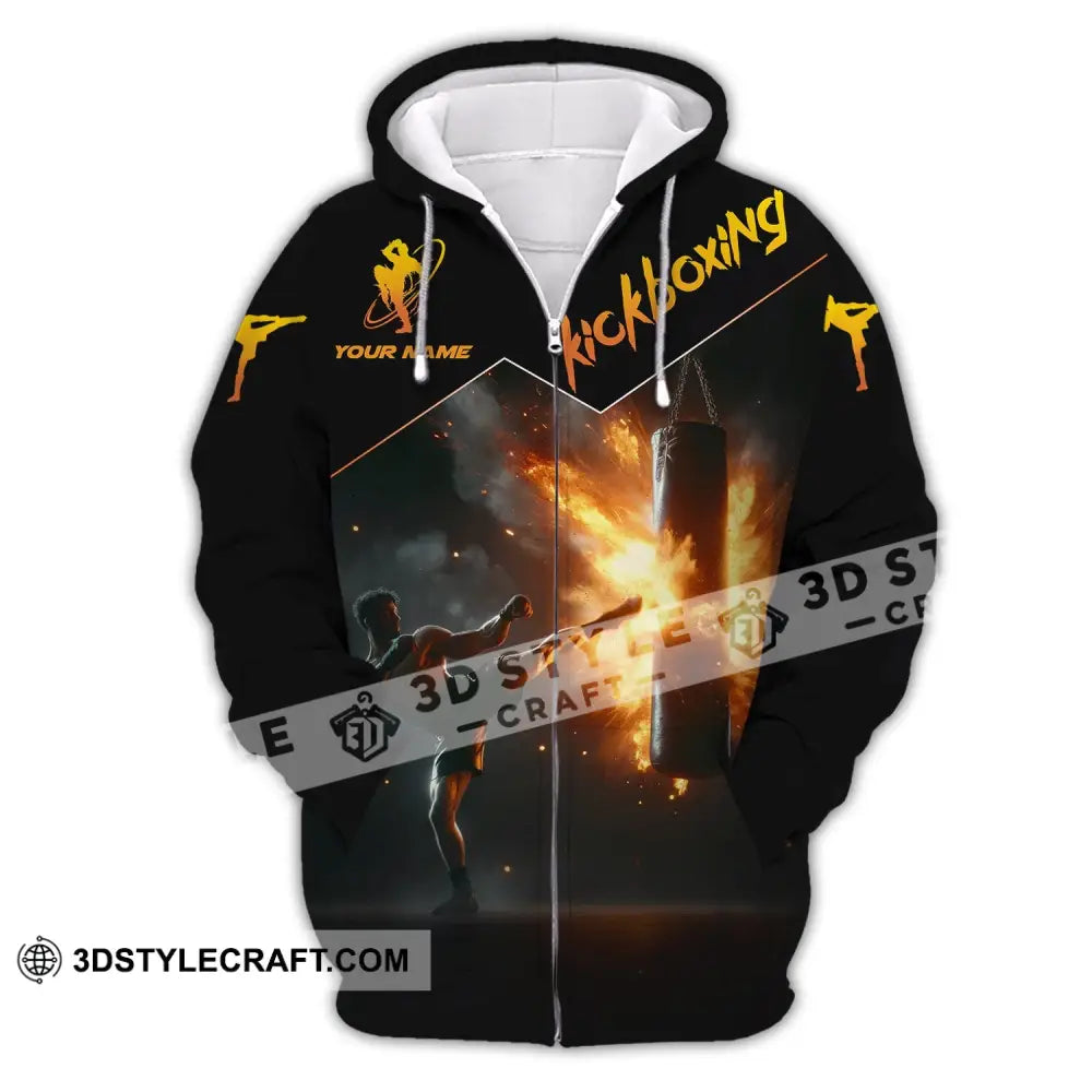 Unisex Shirt - Custom Text Kickboxing Zipper Hoodie / S T-Shirt
