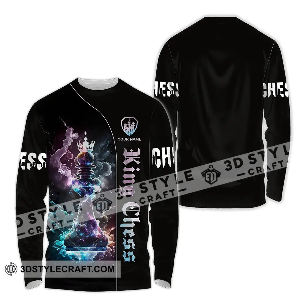 Unisex Shirt - Custom Text King Chess Long Sleeve / S T-Shirt