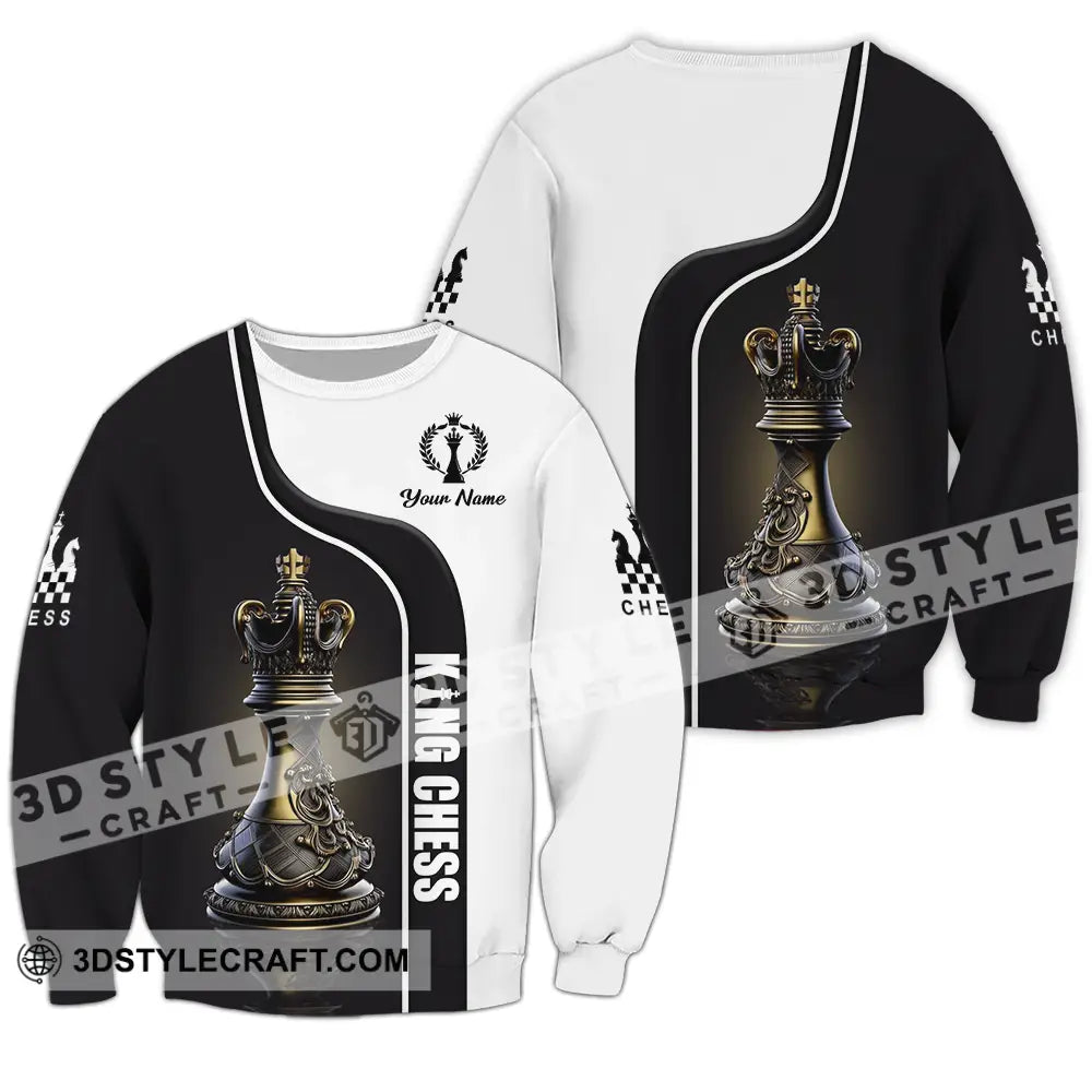 Unisex Shirt - Custom Text King Chess Long Sleeve / S T-Shirt