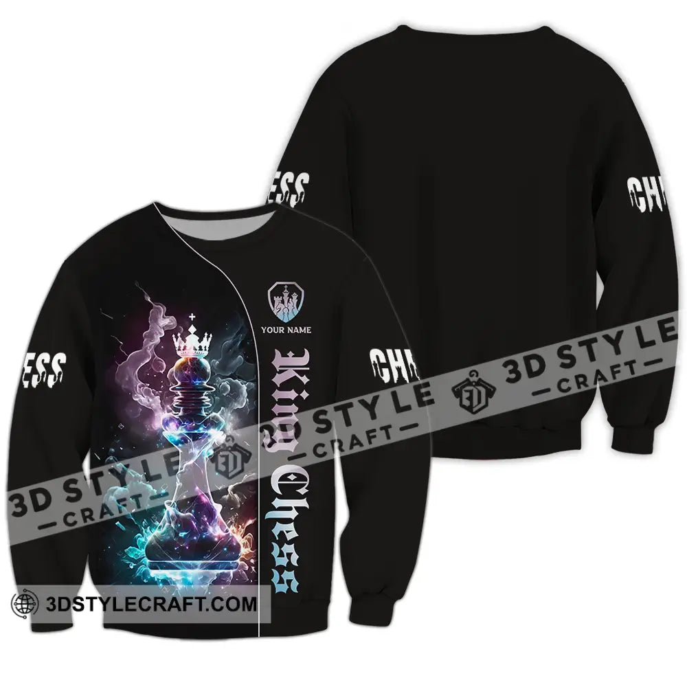 Unisex Shirt - Custom Text King Chess Long Sleeve / S T-Shirt