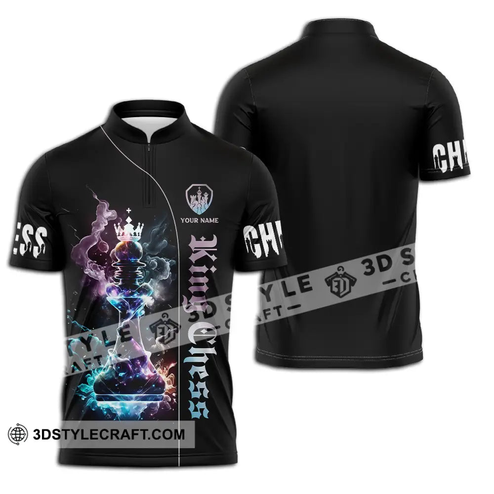 Unisex Shirt - Custom Text King Chess Zipper Polo / S T-Shirt