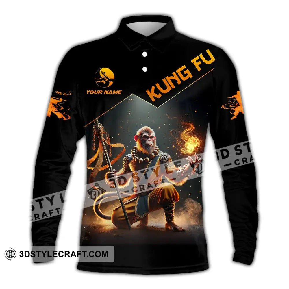 Unisex Shirt - Custom Text Kung Fu Long Sleeve Polo / S T-Shirt