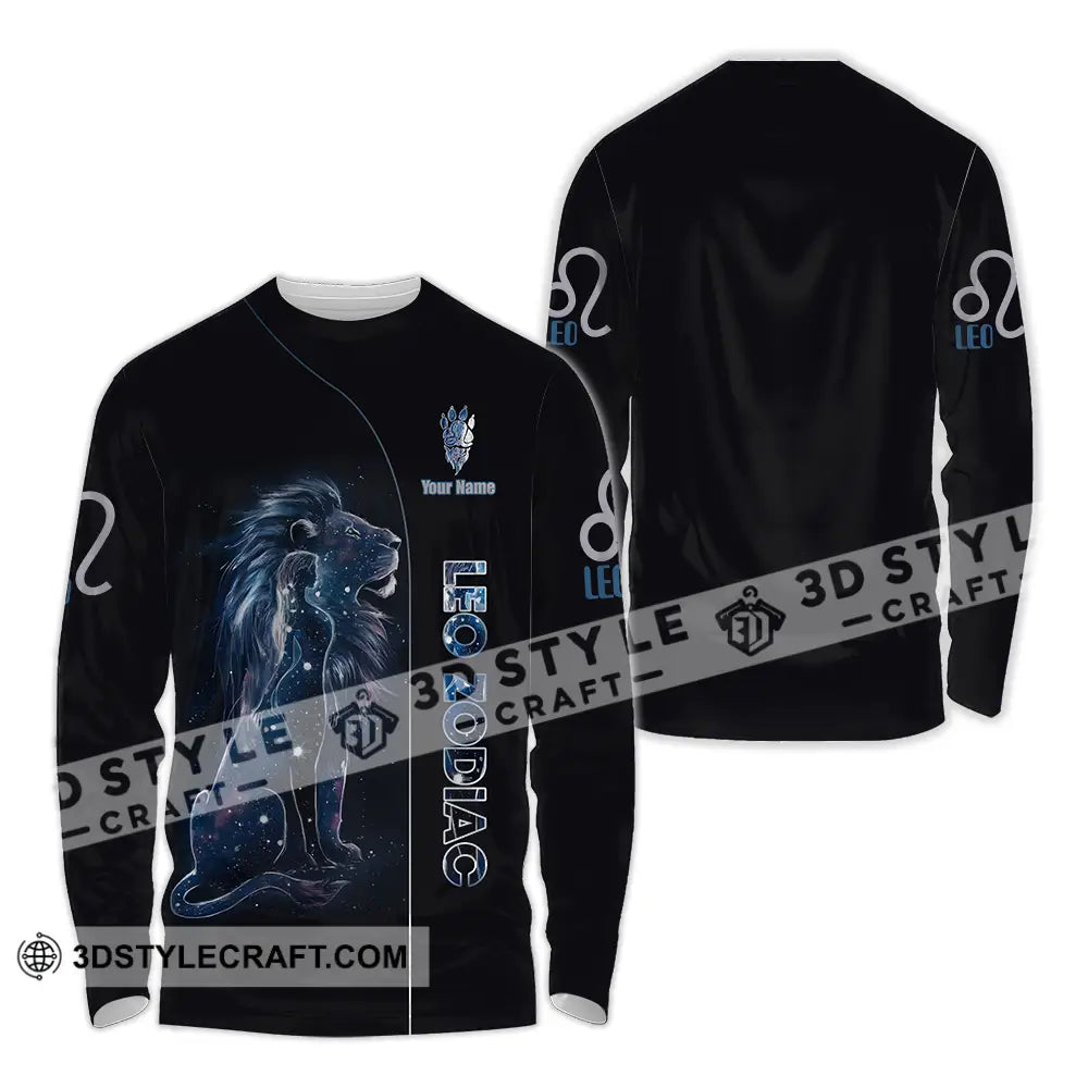 Unisex Shirt - Custom Text Leo Zodiac Long Sleeve / S T-Shirt