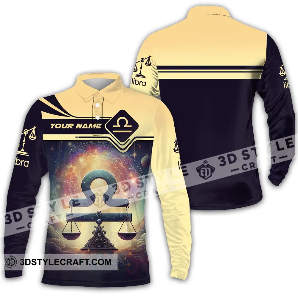 Unisex Shirt - Custom Text Libra Long Sleeve Polo / S T-Shirt