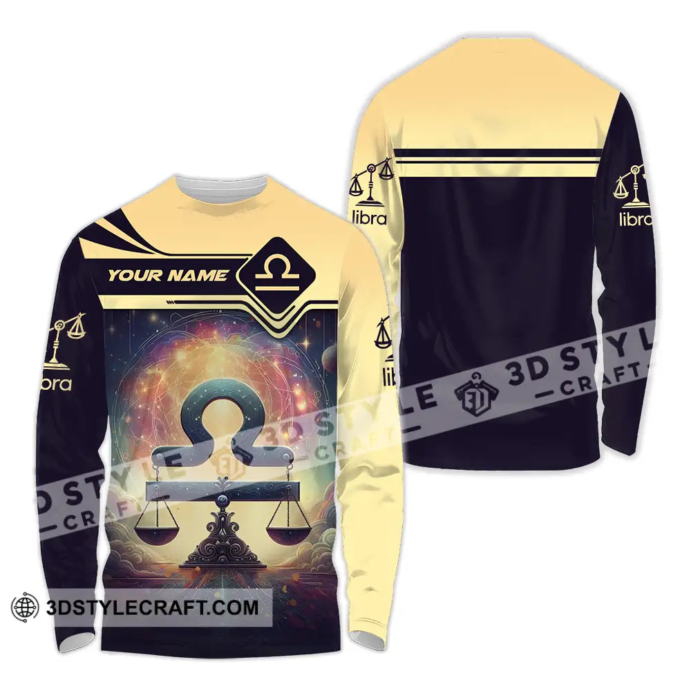 Unisex Shirt - Custom Text Libra Long Sleeve / S T-Shirt