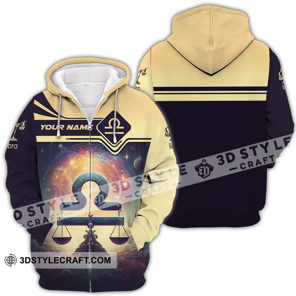 Unisex Shirt - Custom Text Libra Zipper Hoodie / S T-Shirt