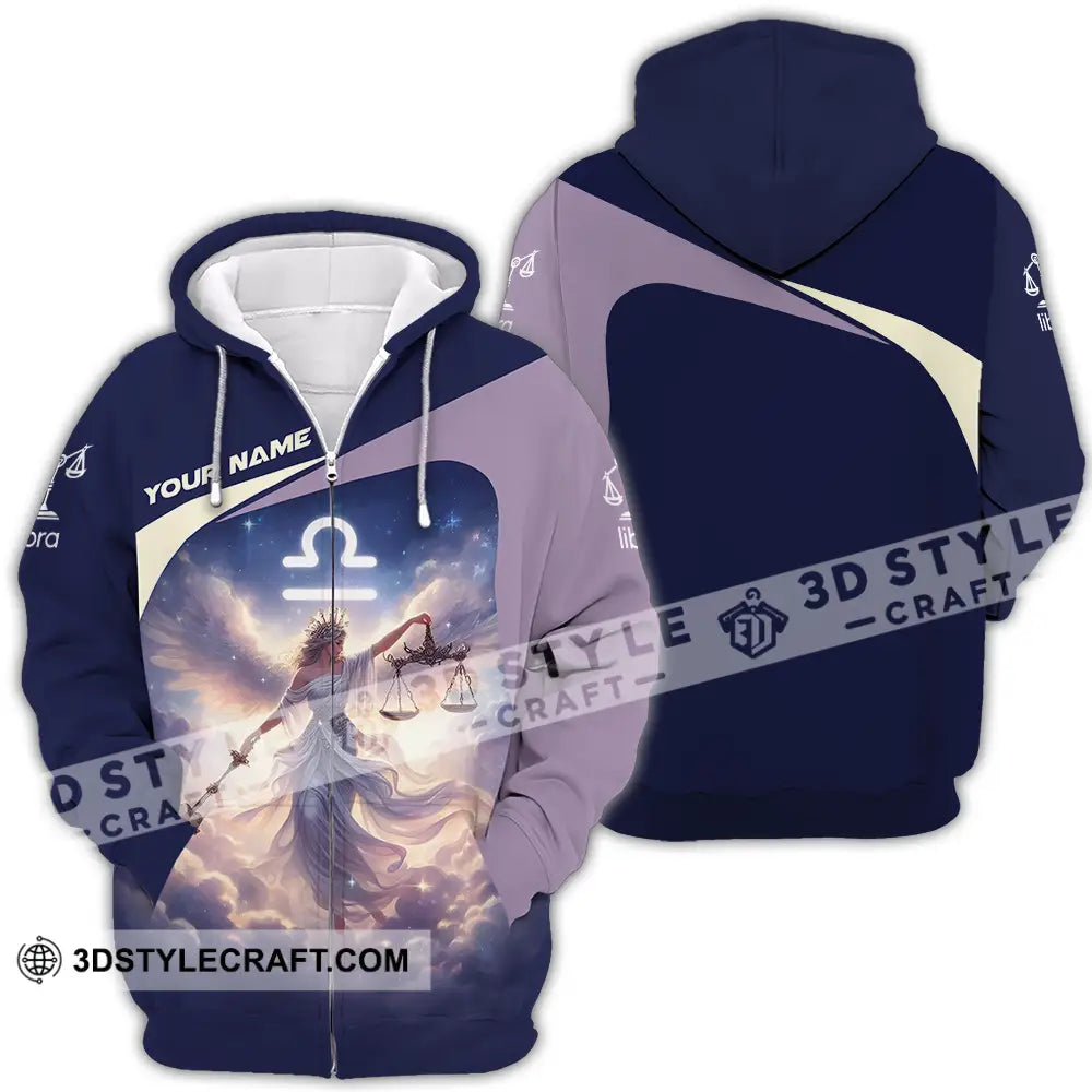 Unisex Shirt - Custom Text Libra Zipper Hoodie / S T-Shirt