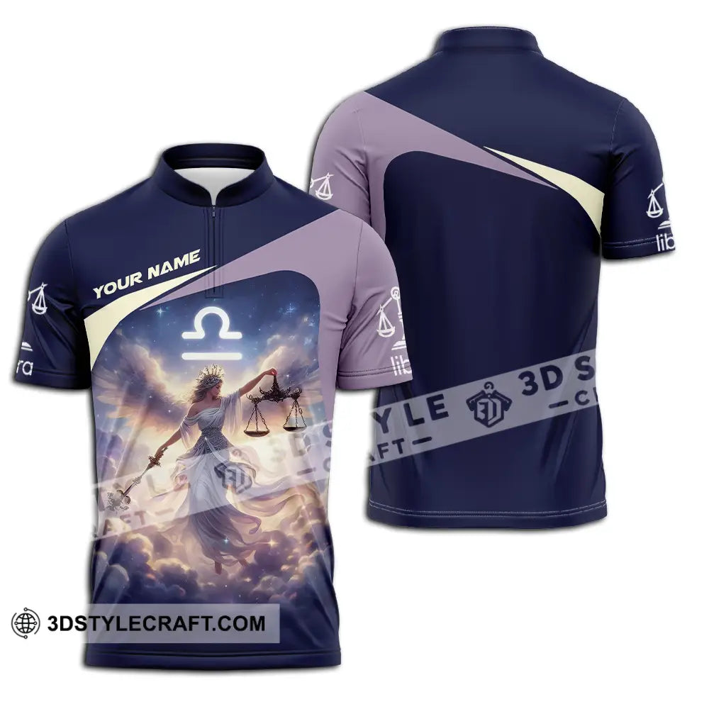 Unisex Shirt - Custom Text Libra Zipper Polo / S T-Shirt