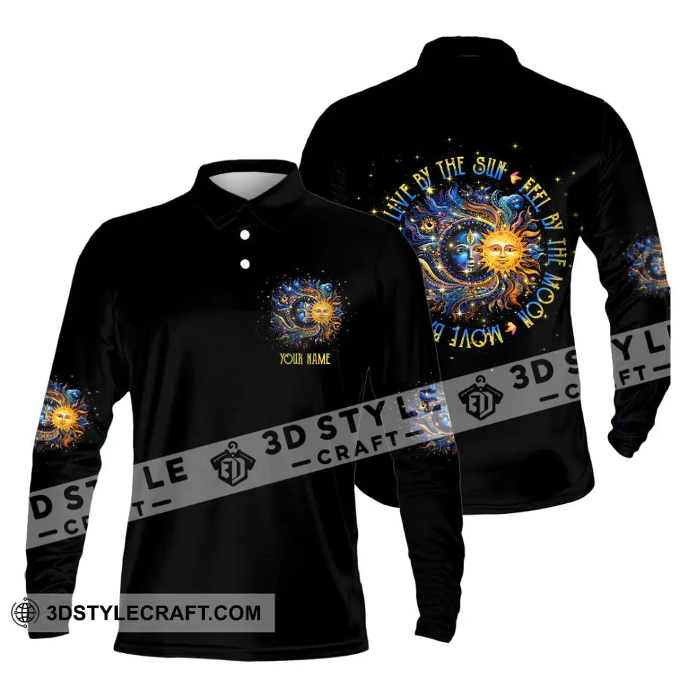 Unisex Shirt - Custom Text Shirt Live By The Sun Hippie Shirt Long Sleeve Polo / S T-shirt