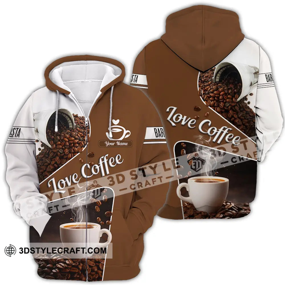 Unisex Shirt - Custom Text Shirt Love Coffee Shirt Zipper Hoodie / S T-shirt
