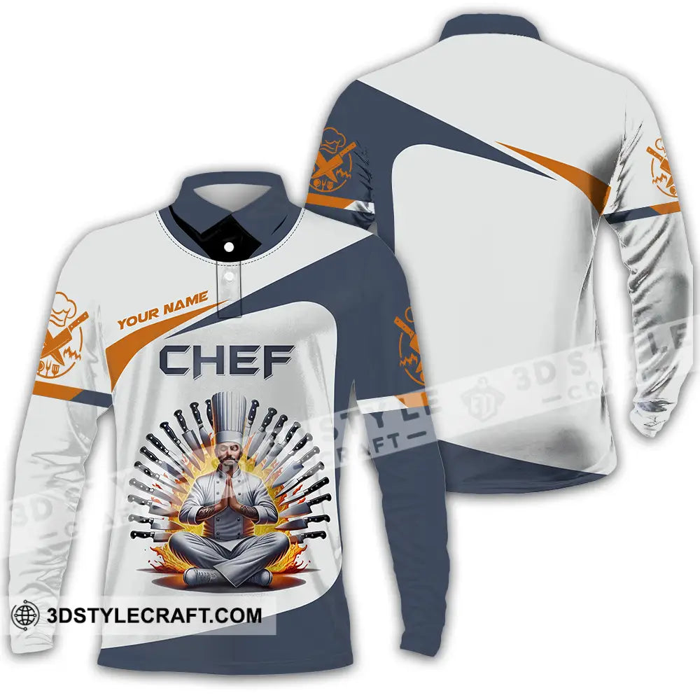 Unisex Shirt - Custom Text Master Chef Long Sleeve Polo / S T-Shirt