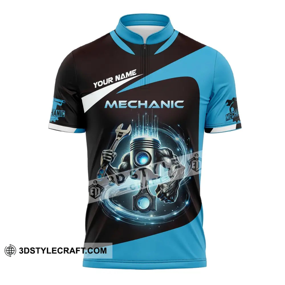 Unisex Shirt - Custom Text Mechanic Zipper Polo / S T-Shirt