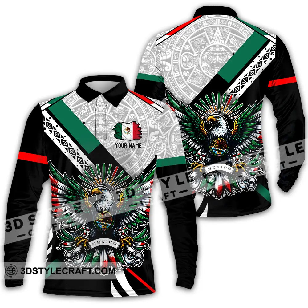 Unisex Shirt - Custom Text Shirt Mexico Aztec Classic Shirt Long Sleeve Polo / S T-shirt