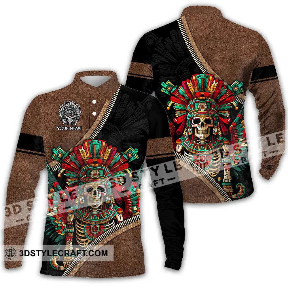 Unisex Shirt - Custom Text Shirt Mexico Aztec Classic Shirt Long Sleeve Polo / S T-shirt
